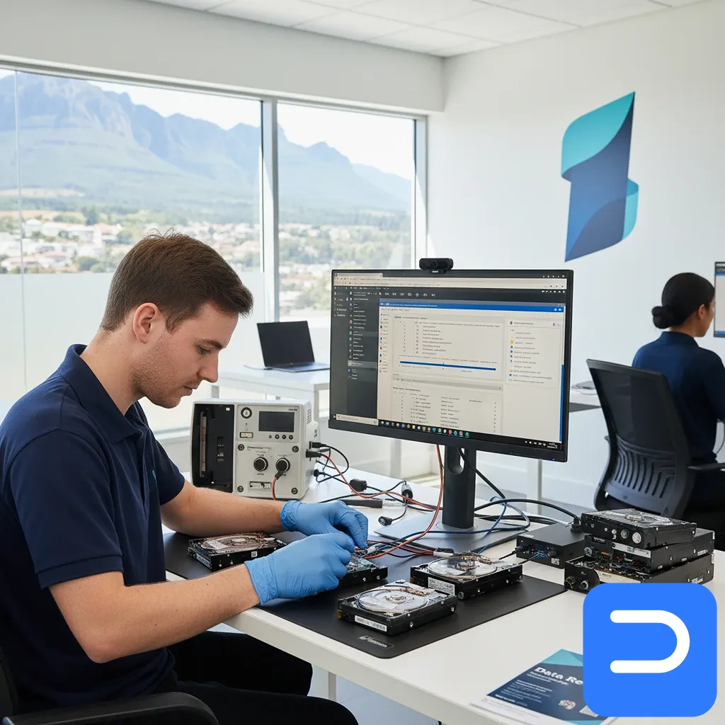 Technician cloning a failing drive for safe data recovery.